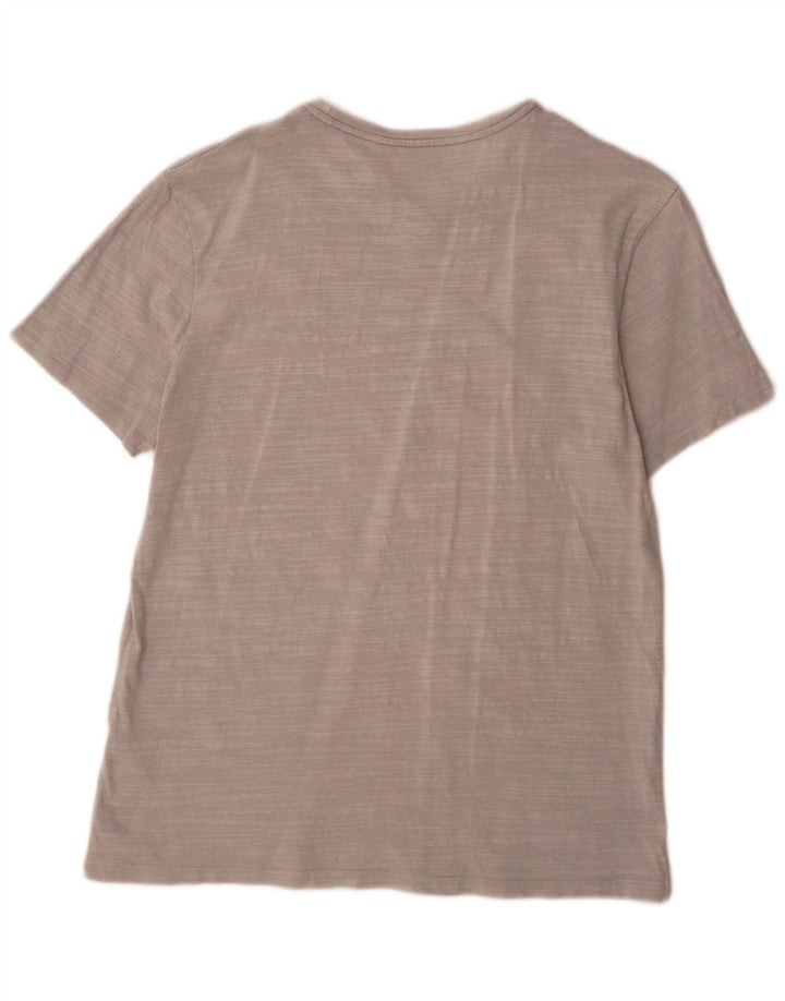 Camiseta masculina All Saints Top grande algodão manchado cinza