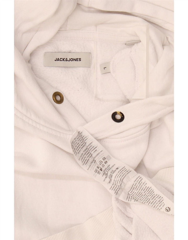 Jack & Jones moletom com capuz masculino grande algodão branco
