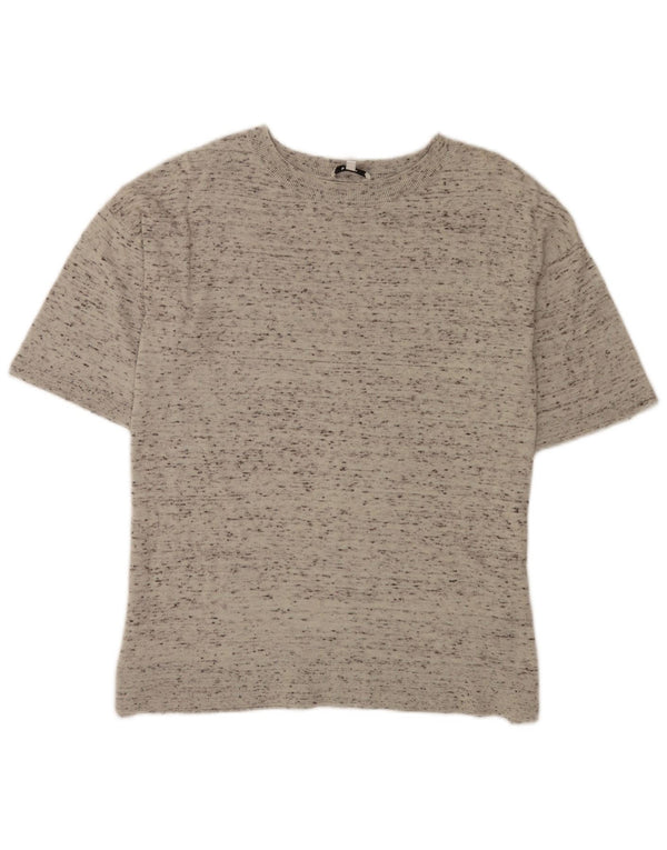 Camiseta feminina Reiss UK 12 algodão manchado cinza médio