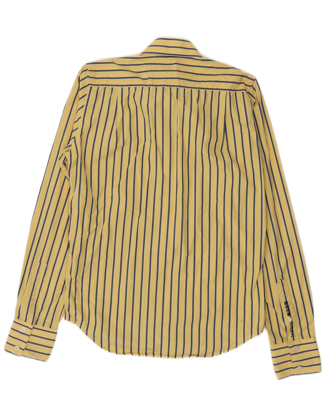 Camisa masculina Superdry de algodão listrado amarelo médio