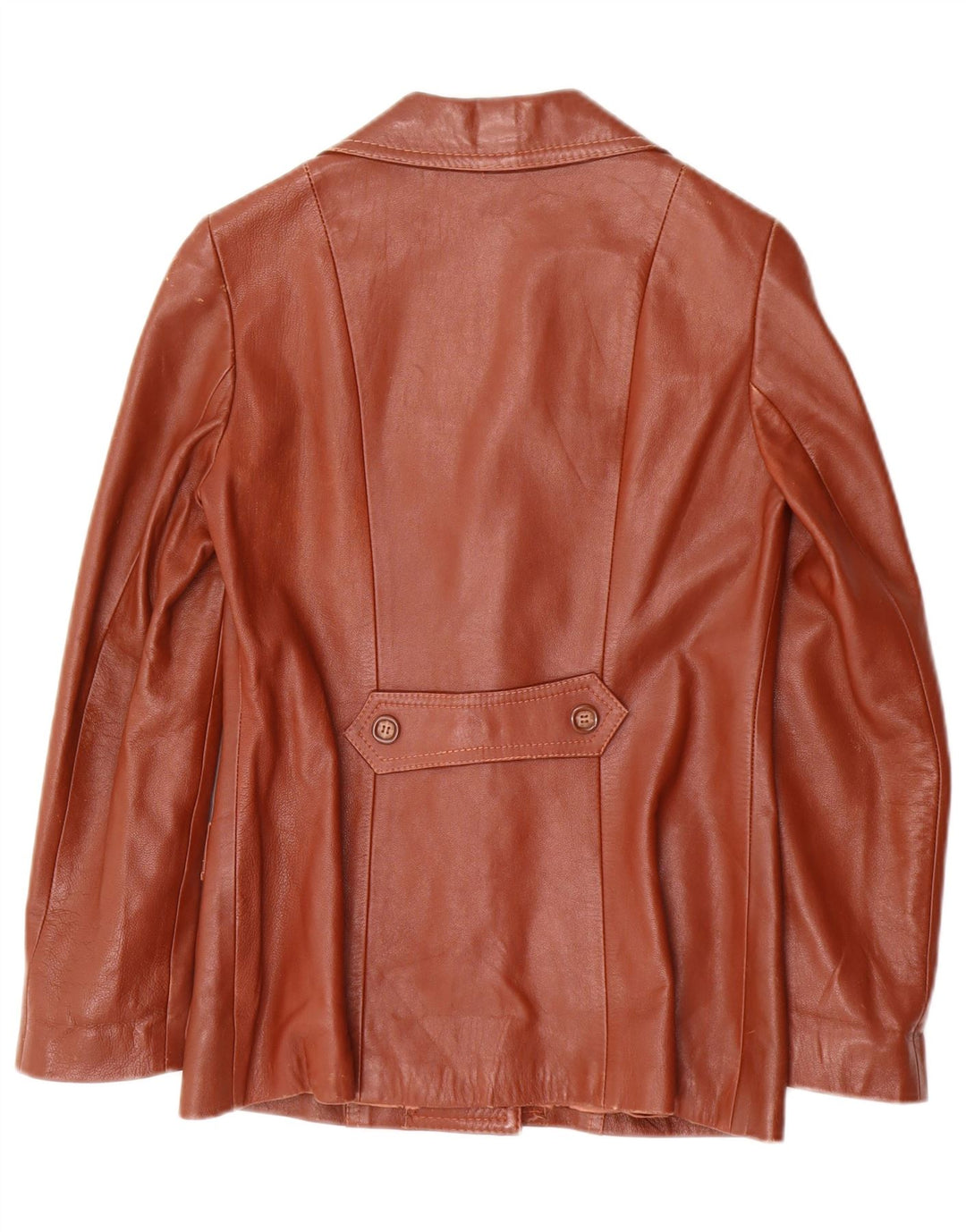 Jaqueta blazer de couro feminina vintage com 3 botões IT 40 couro marrom pequeno