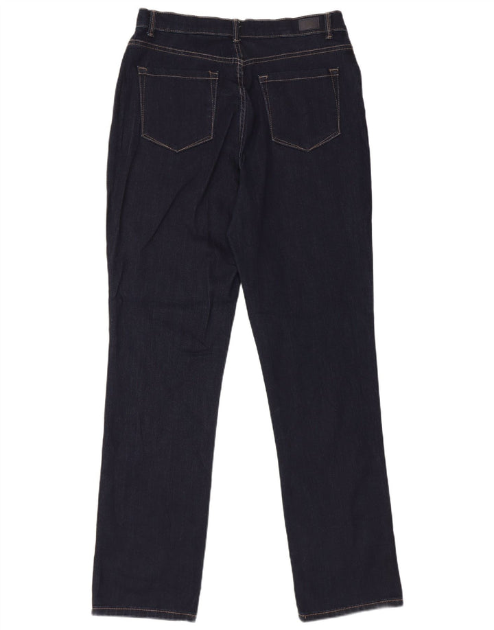 Calça jeans reta feminina de cintura alta LEE US 10 grande W30 L32 azul marinho