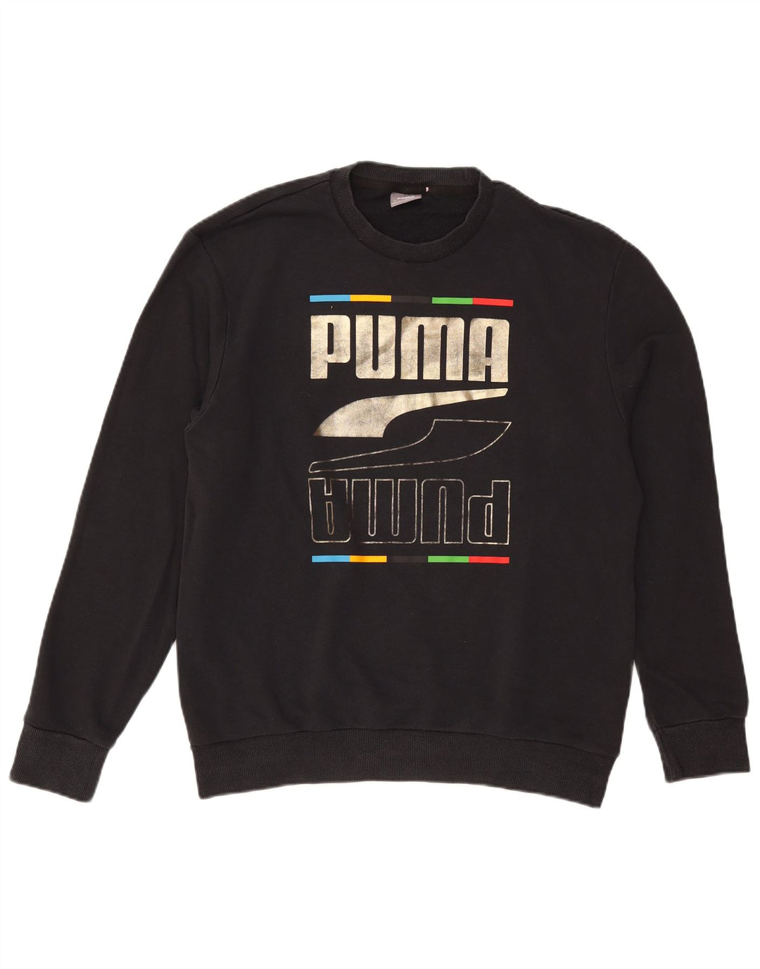 Puma Mens Graphic Moletom Jumper Médio Algodão Preto