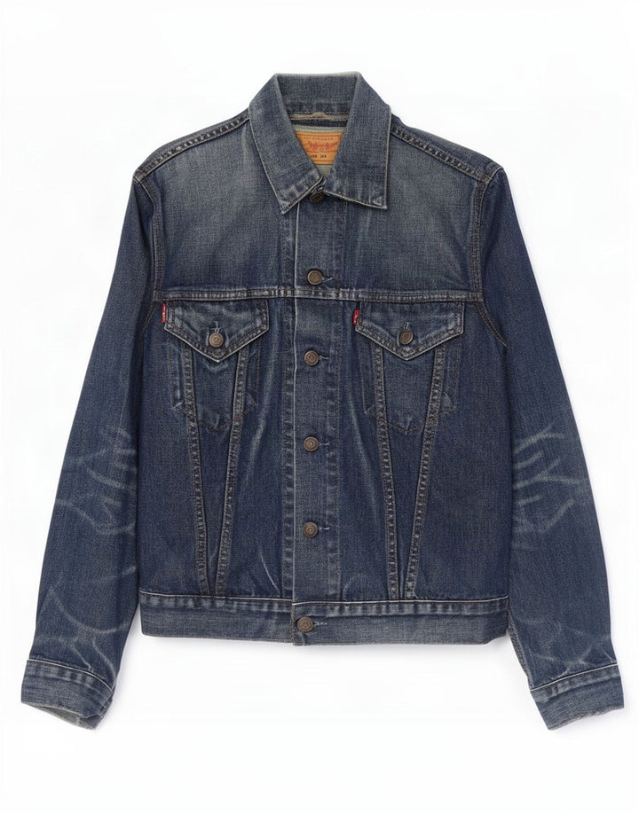 Jaqueta jeans masculina Levi's UK 36 pequena algodão azul marinho