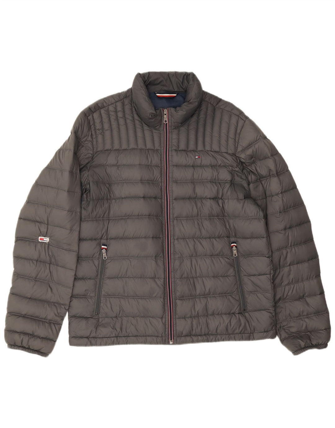 Jaqueta acolchoada masculina Tommy Hilfiger Reino Unido 38 Nylon cinza médio