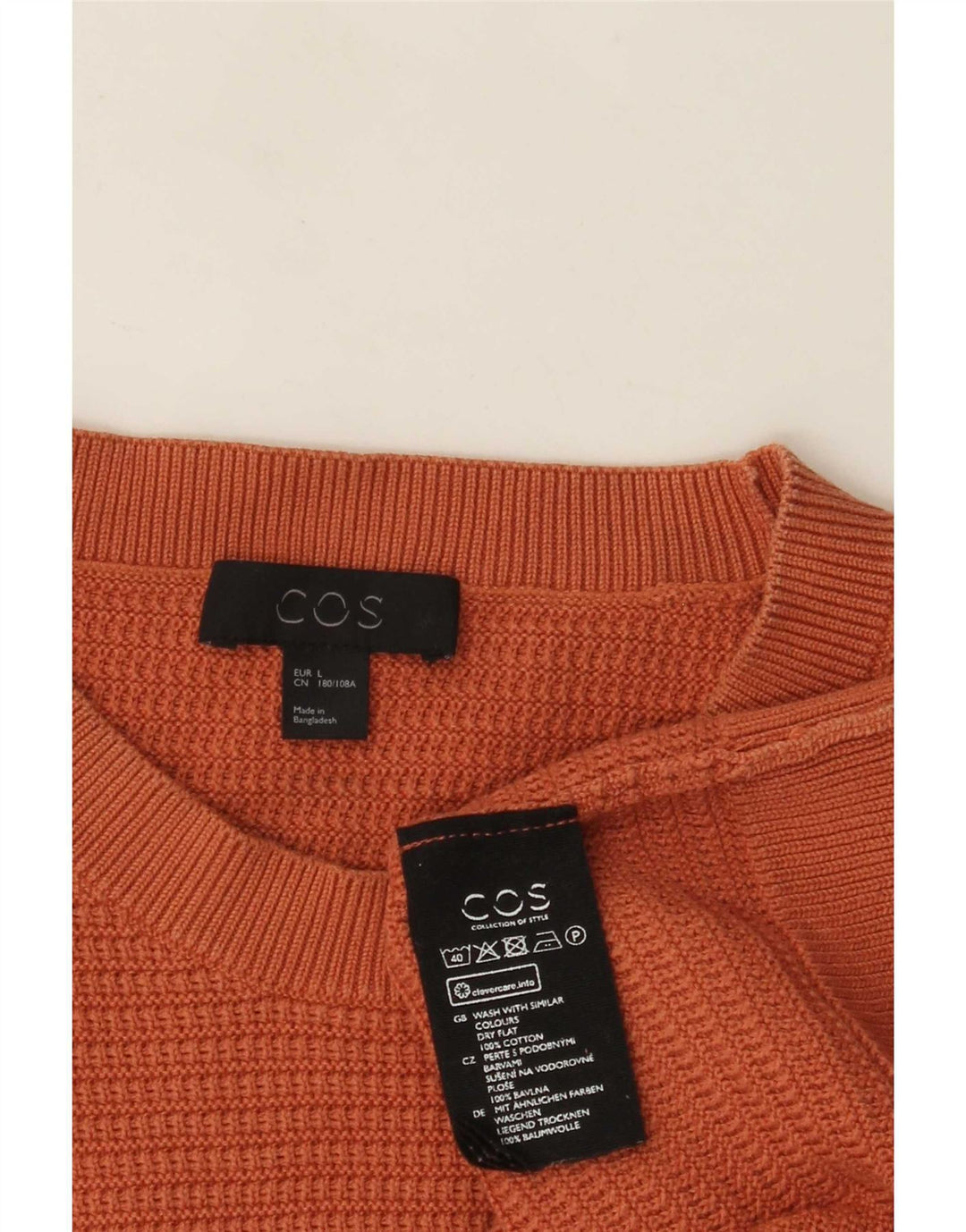 Suéter masculino Cos com gola redonda e algodão laranja grande