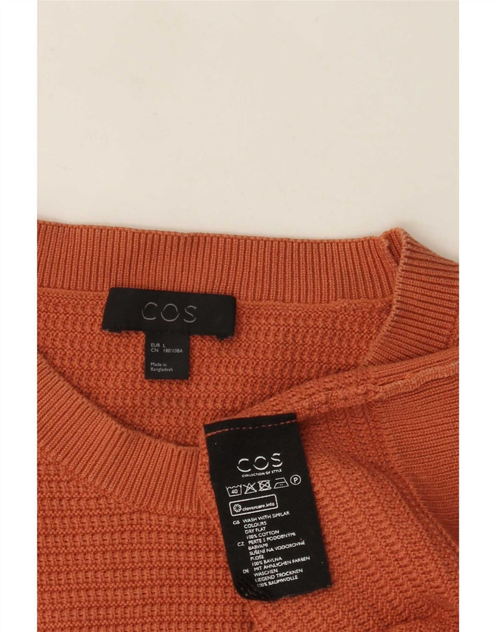 Suéter masculino Cos com gola redonda e algodão laranja grande