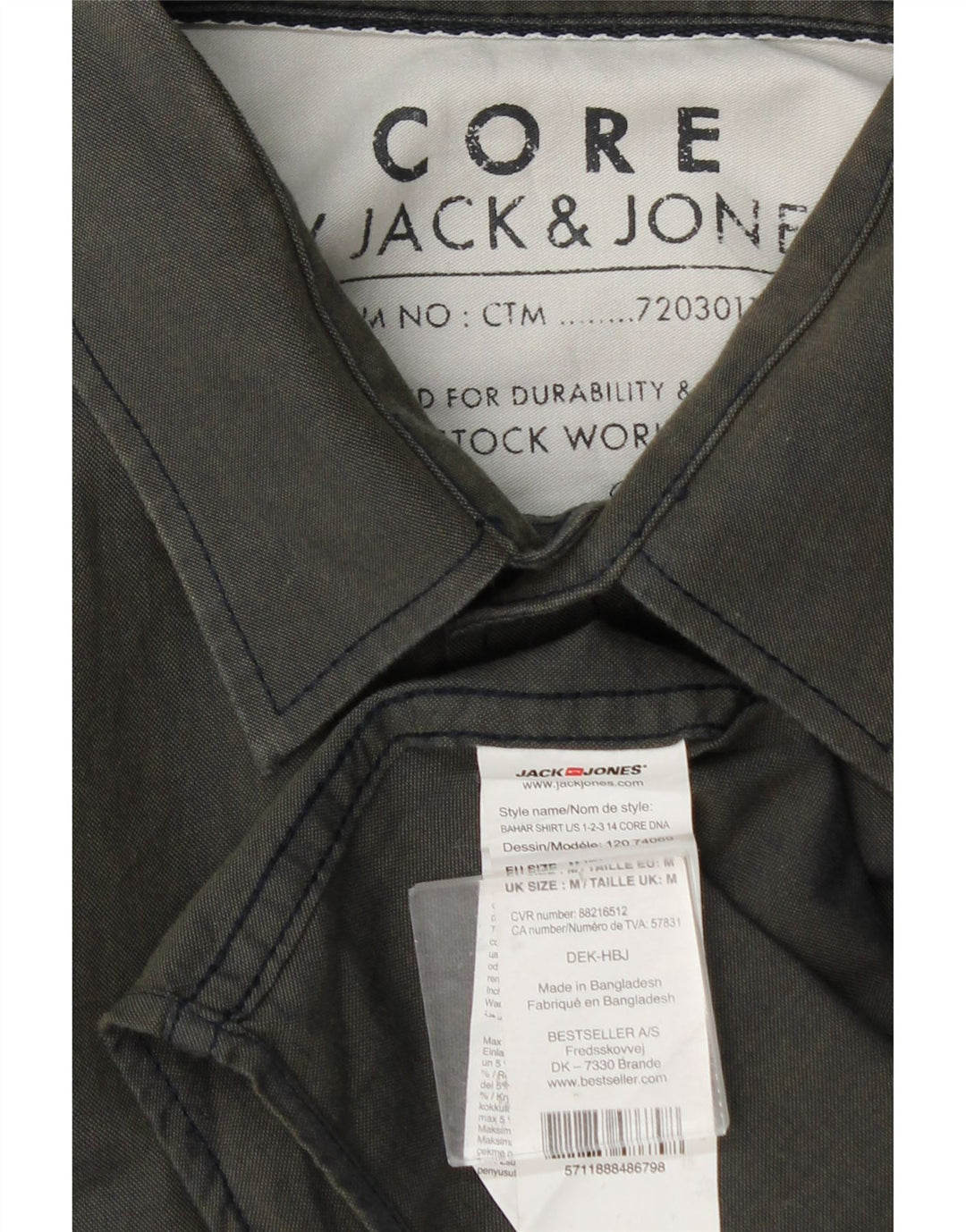 Camisa masculina Jack & Jones de algodão cáqui médio
