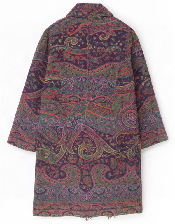Sobretudo aberto feminino East UK 14 Lã Paisley multicolorida média