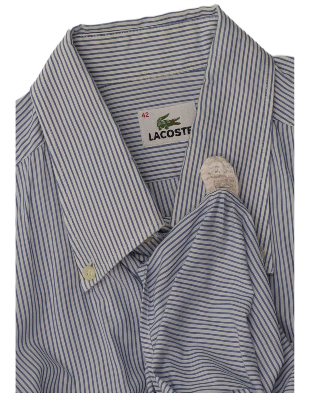 Camisa masculina LACOSTE tamanho 42 grande algodão listrado azul