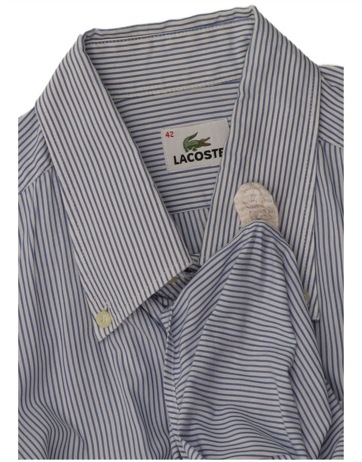 Camisa masculina LACOSTE tamanho 42 grande algodão listrado azul
