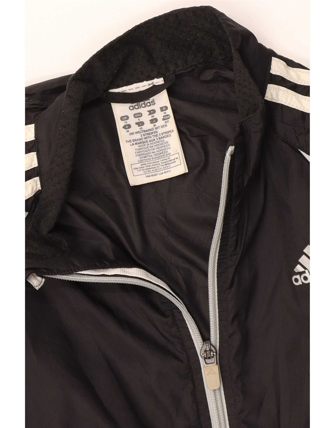 Adidas Womens Tracksuit Top Jacket UK 10 Pequeno Preto Nylon