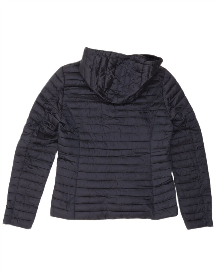 Jaqueta acolchoada com capuz feminino MASSIMO DUTTI Reino Unido 10 pequeno azul marinho