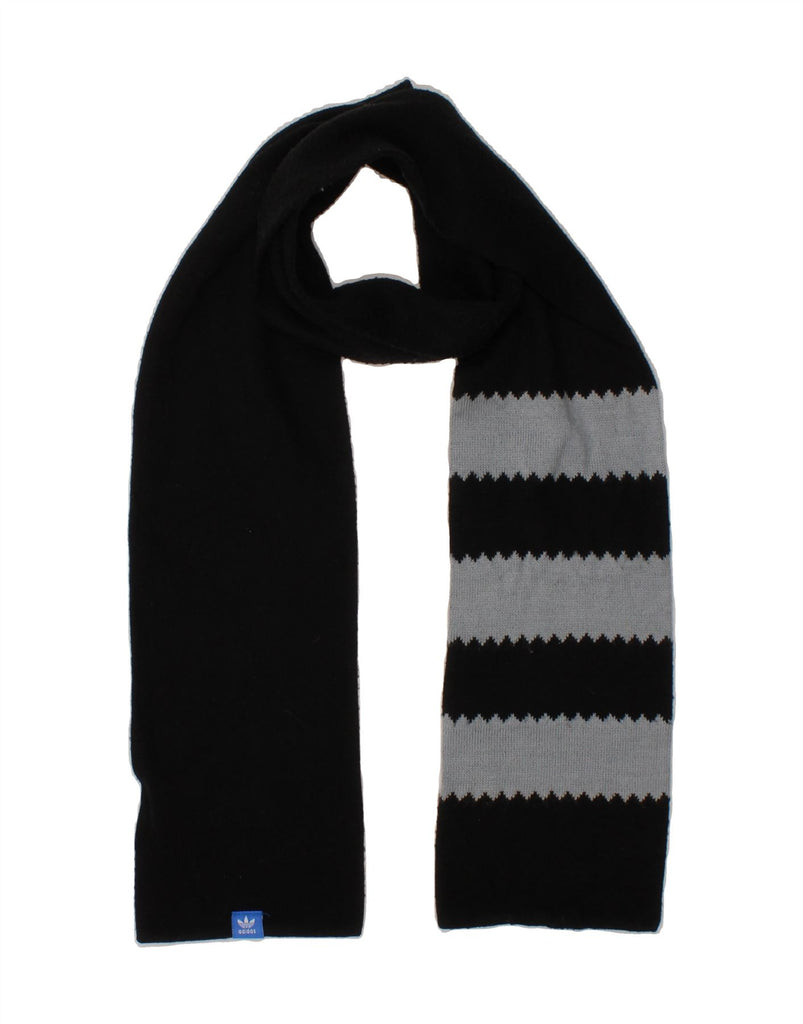 ADIDAS Boys Rectangle Scarf One Size L65 Black Striped Acrylic Classic Vintage Adidas and Second-Hand Adidas from Messina Hembry 