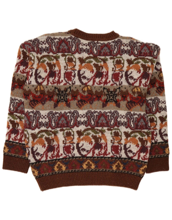 Suéter masculino Fiume com gola redonda IT 50 Médio Borgonha Fair Isle Acrílico