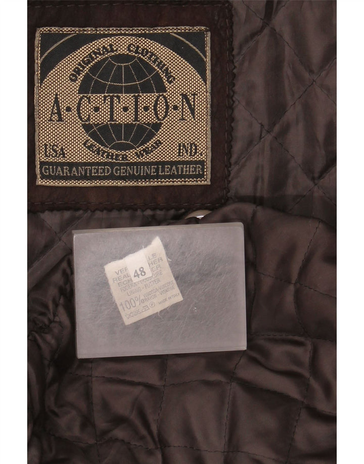 Jaqueta de couro masculina vintage IT 48 couro marrom médio