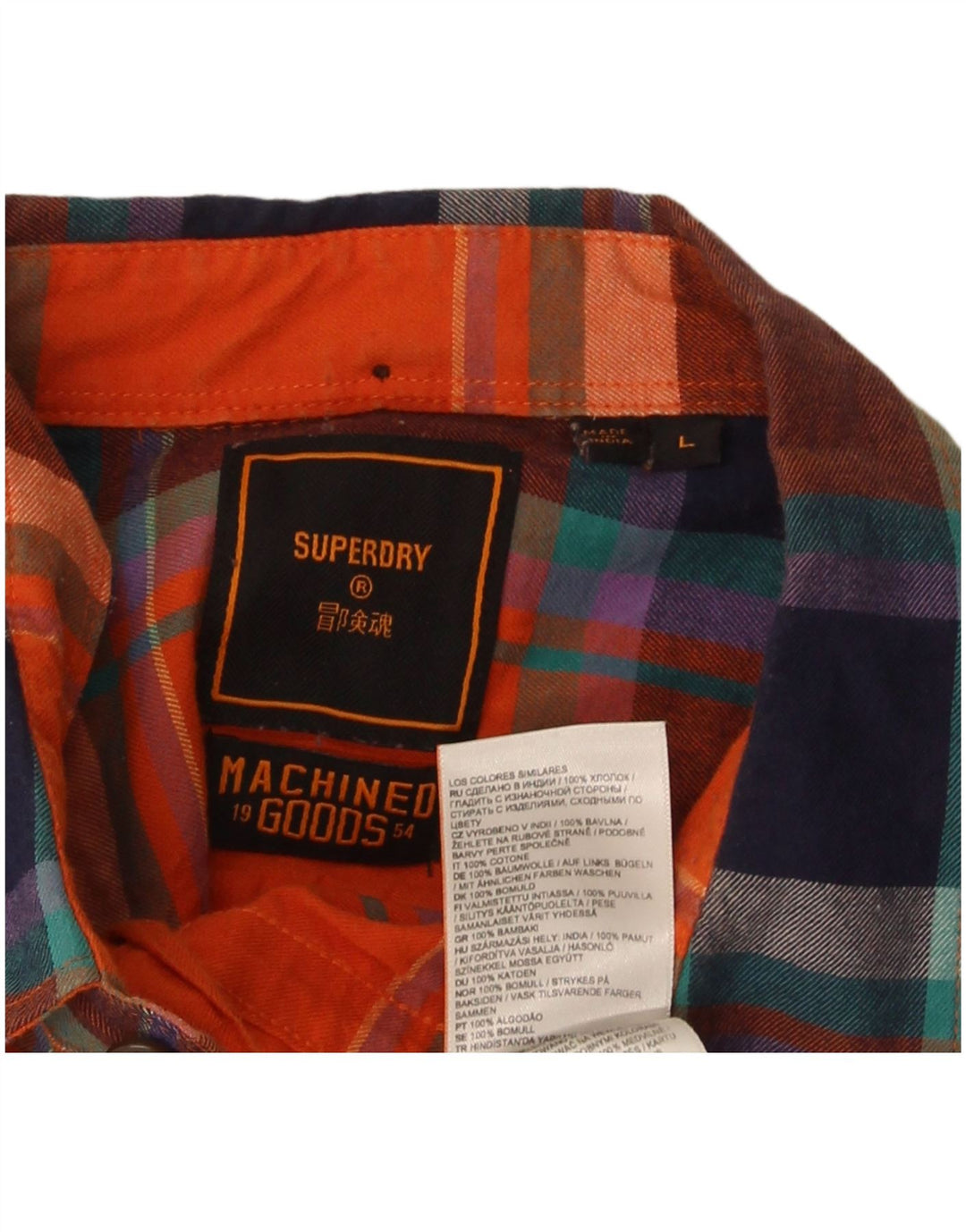 Camisa masculina de flanela Superdry grande algodão xadrez laranja