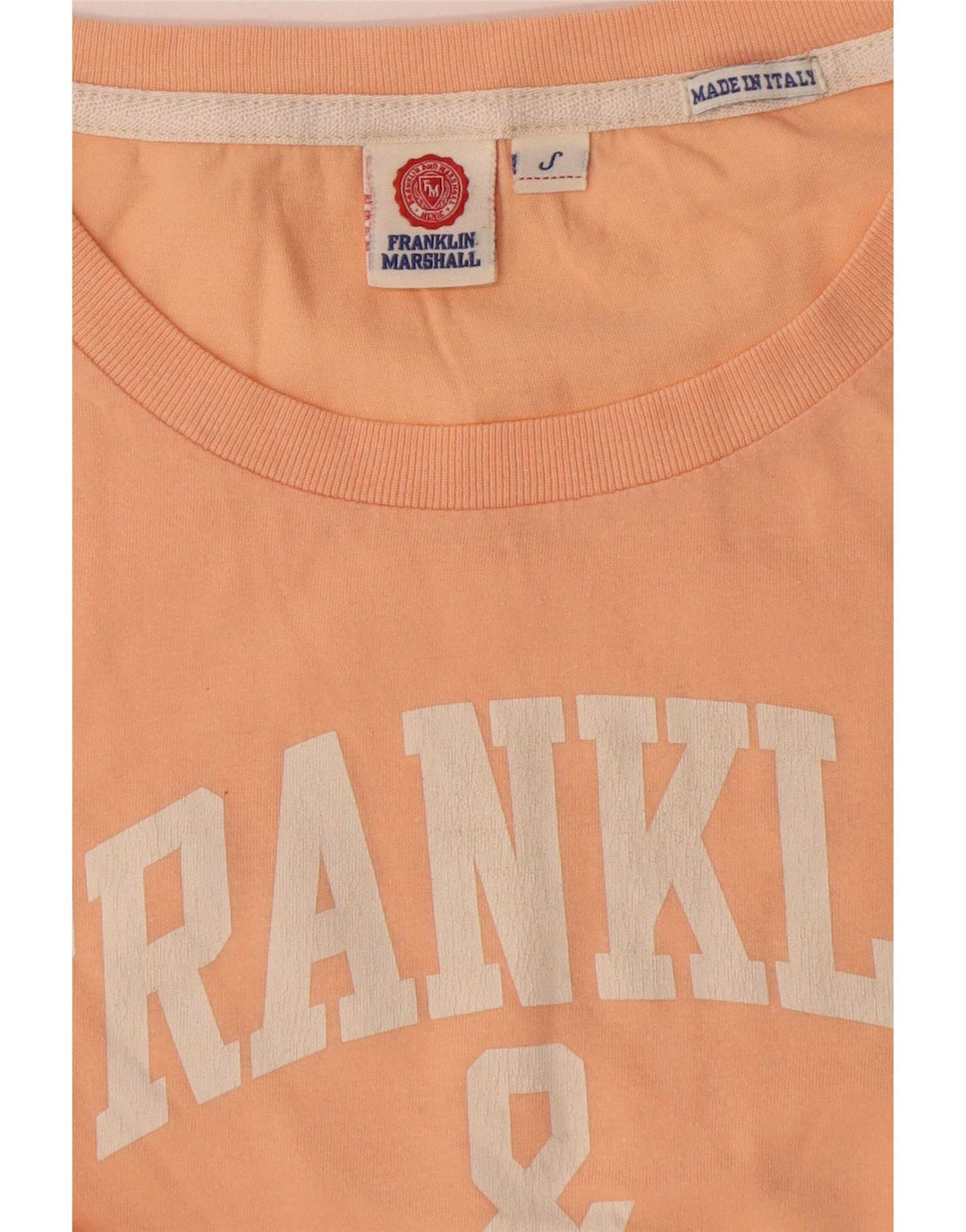 Camiseta feminina gráfica Franklin Marshall UK 10 pequena bege