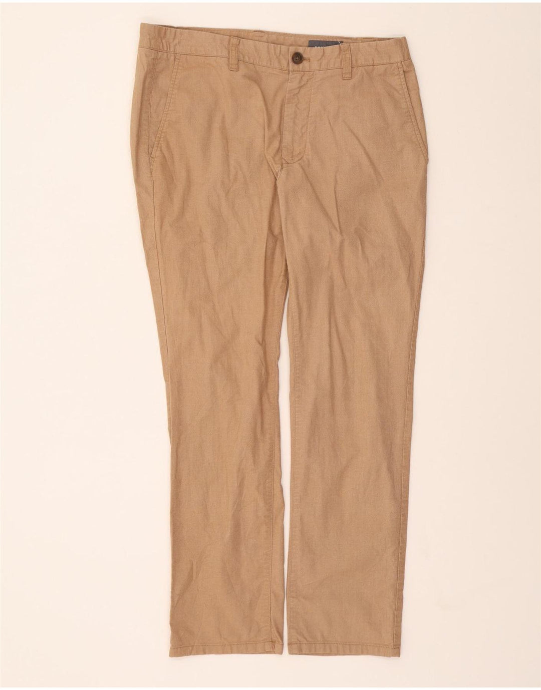 BONOBOS Mens Straight Chino Trousers W32 L30 Beige Cotton Vintage BONOBOS and Second-Hand BONOBOS from Messina Hembry 