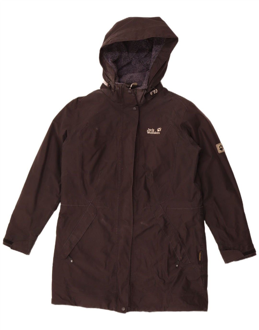 Casaco corta-vento feminino com capuz Jack Wolfskin Reino Unido 16 grande poliéster preto