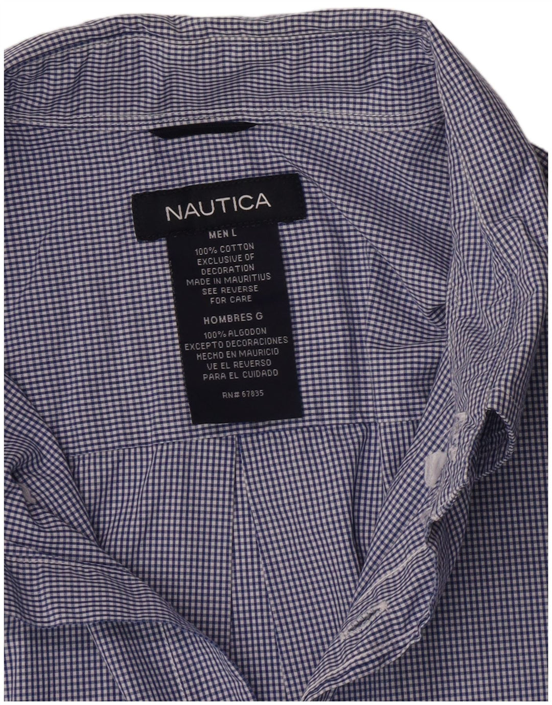 Camisa masculina Nautica grande algodão guingão azul