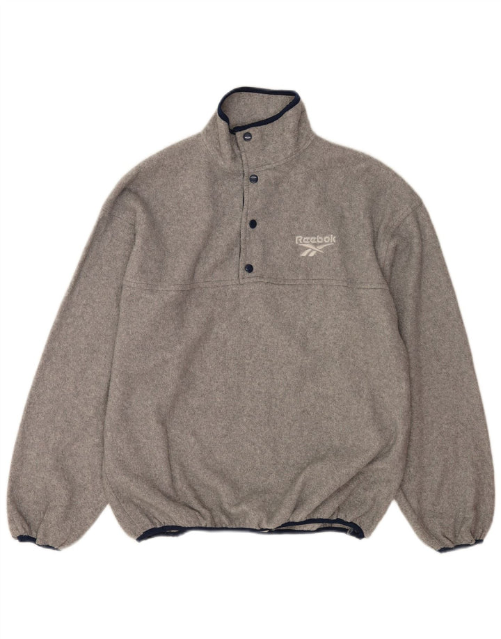 Reebok Mens Button Neck Fleece Jumper XL Cinza Poliéster