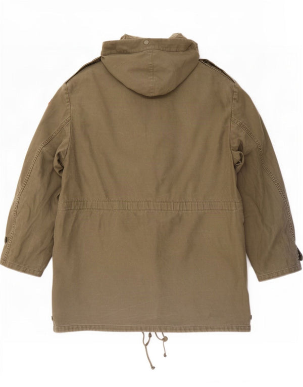 Jaqueta Parka Militar Vintage Masculina Alemanha com Capuz Reino Unido 38 Médio Cáqui