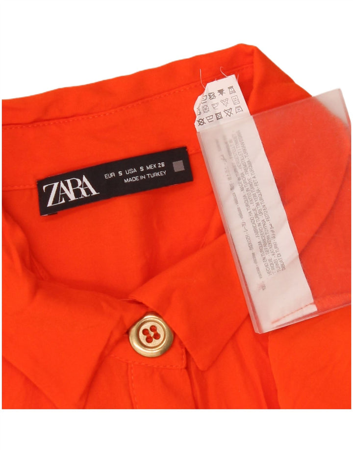 Pulôver feminino Zara vestido camisa Reino Unido 10 pequeno laranja viscose