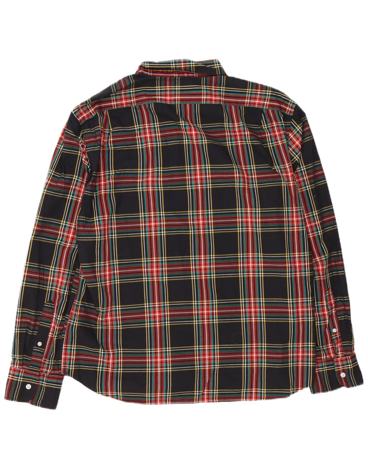 Camisa masculina J. Crew XL de algodão xadrez preto
