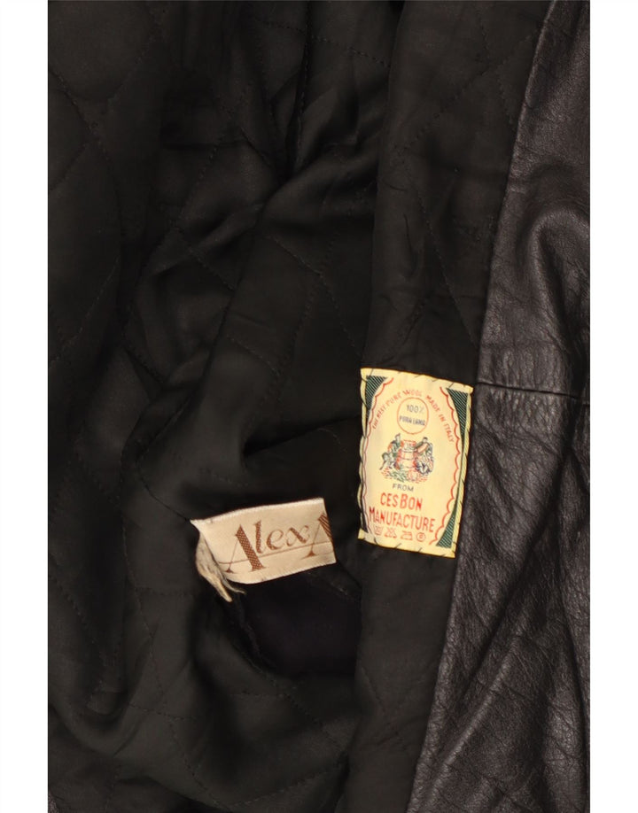 Jaqueta de couro superdimensionada feminina vintage Reino Unido 18 XL couro preto