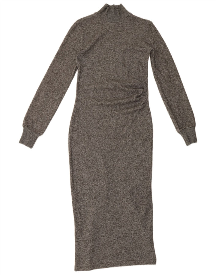 Vestido maxi feminino de manga comprida Zara UK 8 pequeno cinza