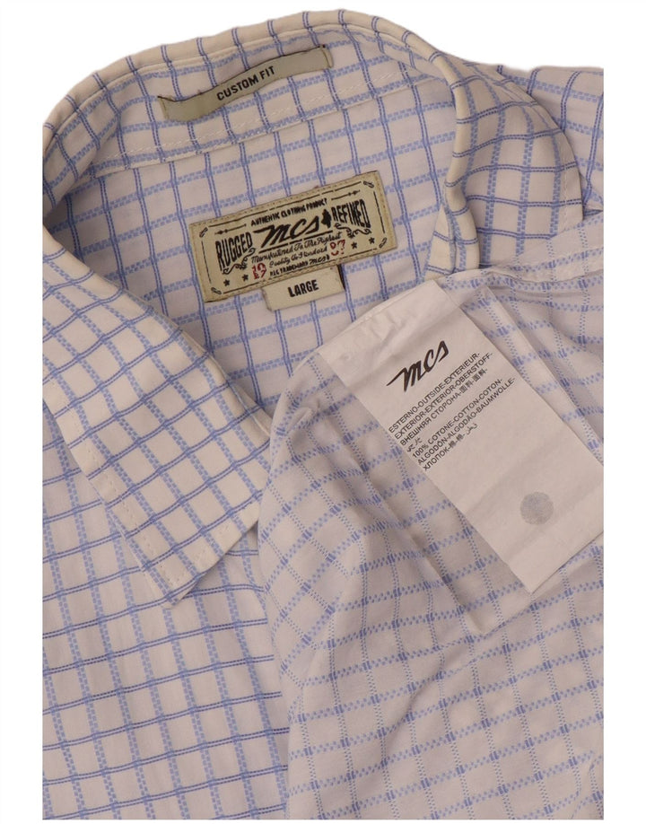 Camisa masculina Marlboro Classics Custom Fit grande algodão xadrez azul