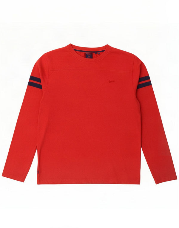 Top masculino Superdry manga comprida 2XL algodão listrado vermelho
