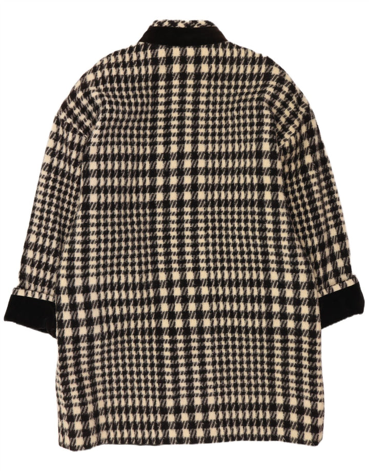 Sobretudo feminino superior UK 18 XL preto Houndstooth acetato