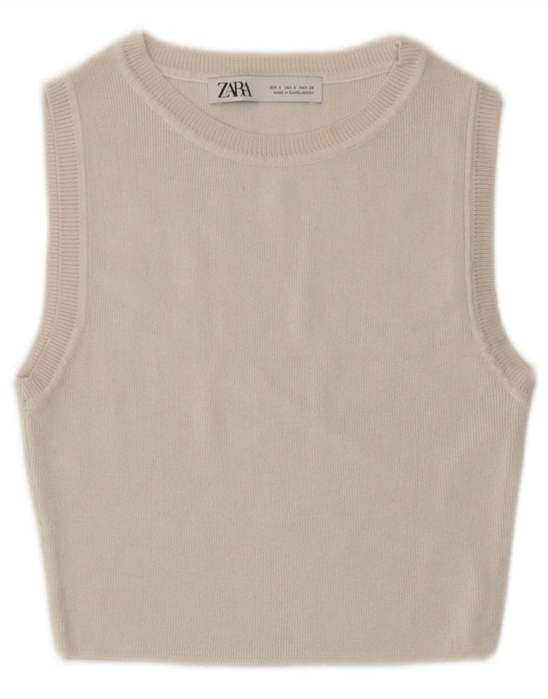 Zara Pulôver Feminino Crop Top UK 8 Pequeno Off White Viscose