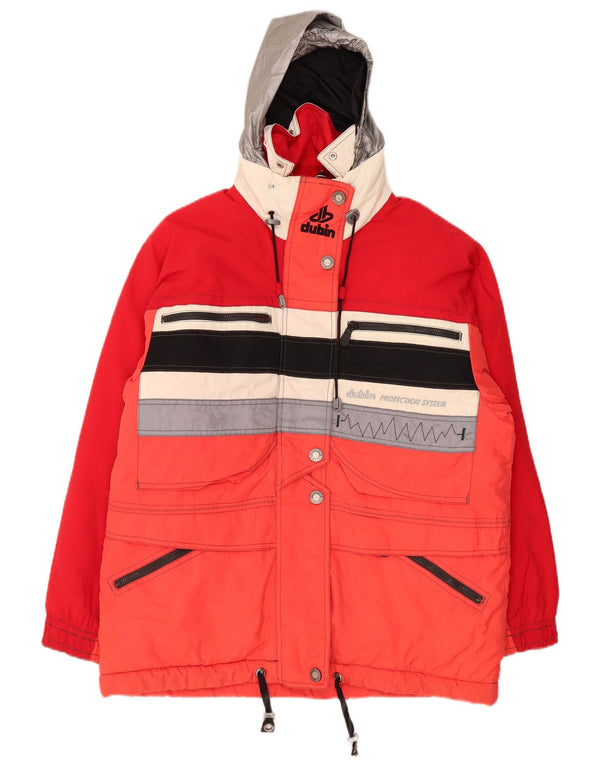 Jaqueta de esqui superdimensionada com capuz feminino Dubin IT 44 Medium Red Colourblock