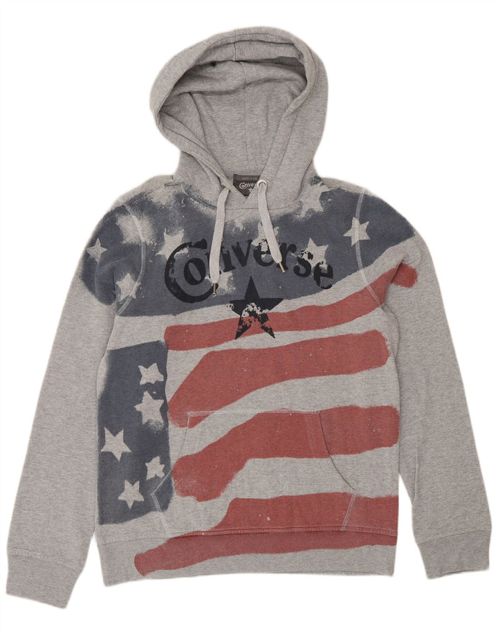 Converse masculino gráfico moletom com capuz cinza médio