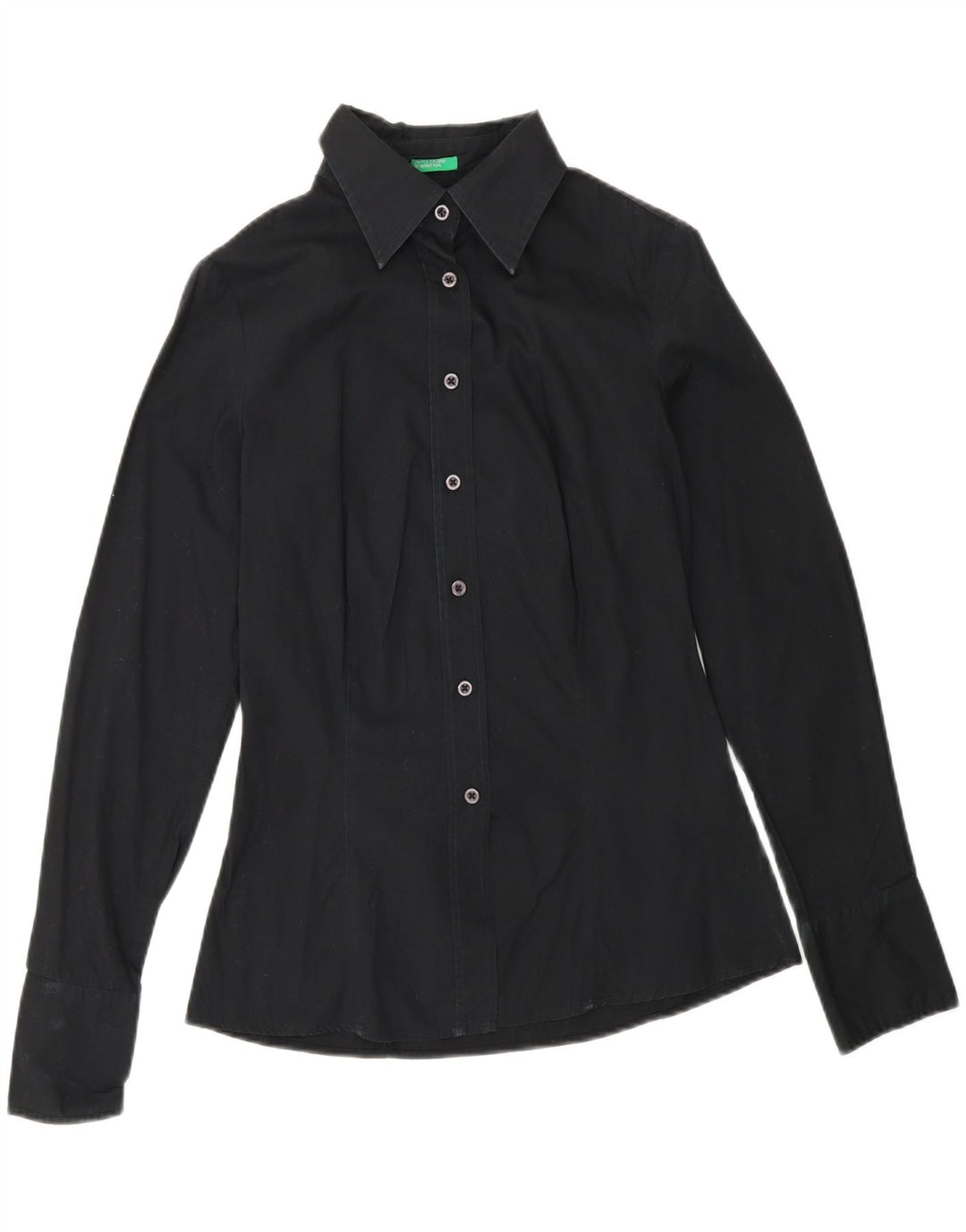 Camisa feminina BENETTON UK 10 pequena algodão preto