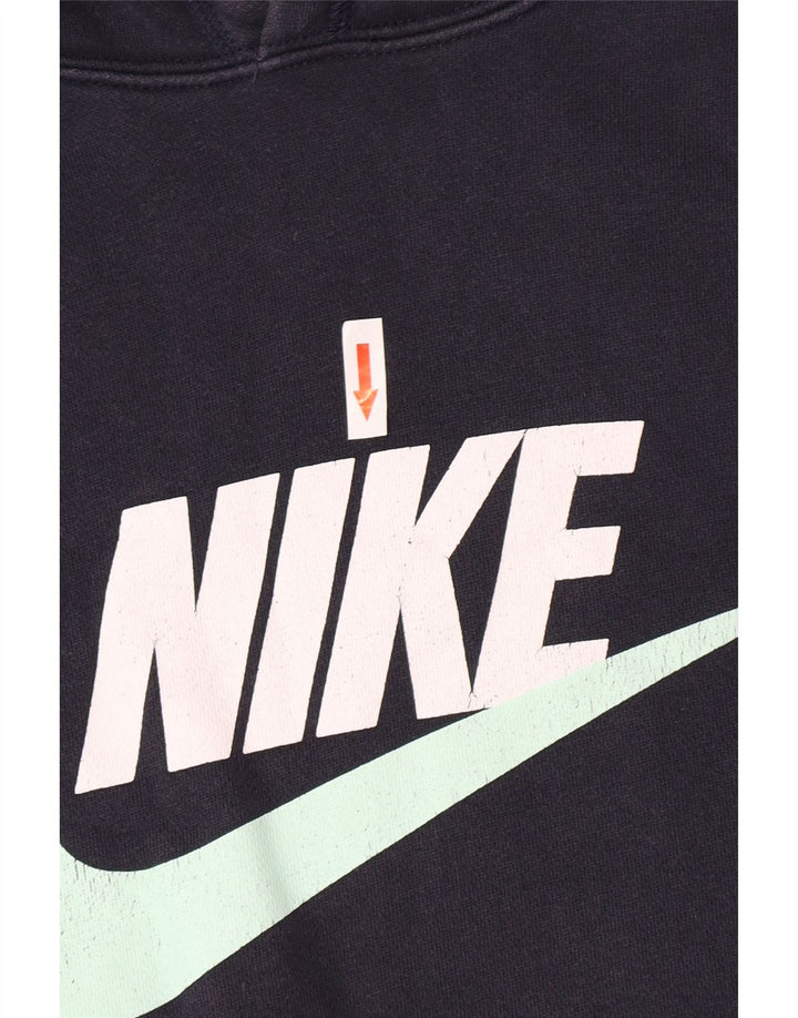 Jumper com capuz gráfico masculino Nike médio azul marinho algodão