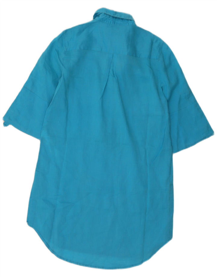 Pulôver feminino Zara vestido camisa Reino Unido 10 pequeno rami azul