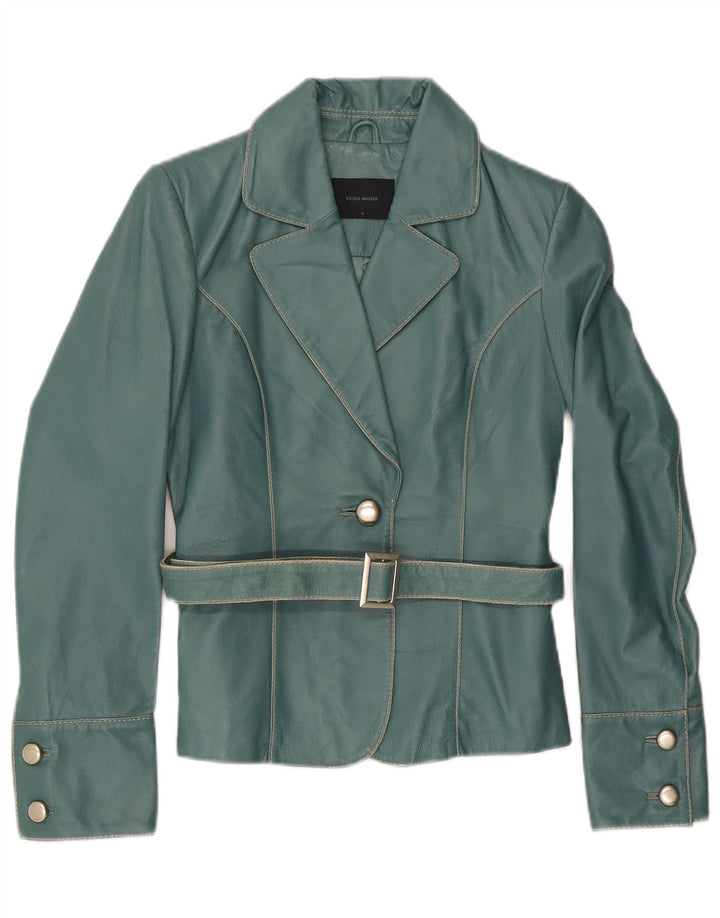 Jaqueta blazer feminina de couro com 1 botão Vero Moda Reino Unido 10 pequena verde