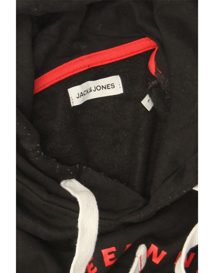 Jack & Jones moletom com capuz gráfico masculino grande preto
