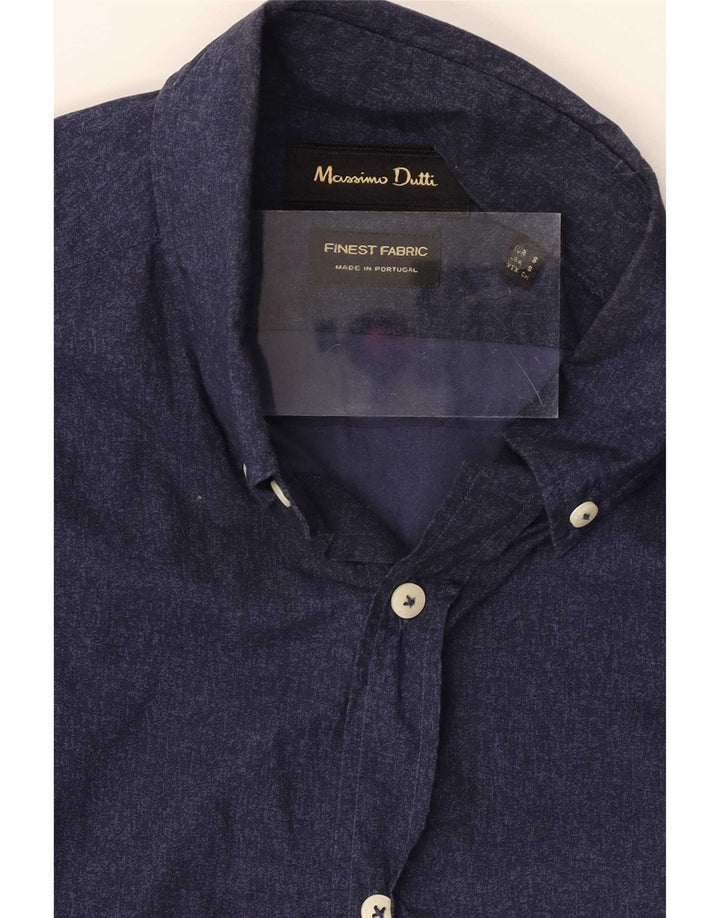 Camisa masculina Massimo Dutti pequena azul marinho