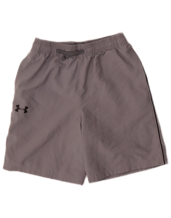 Shorts esportivos gráficos Under Armour Boys Heat Gear 11-12 anos grandes cinza