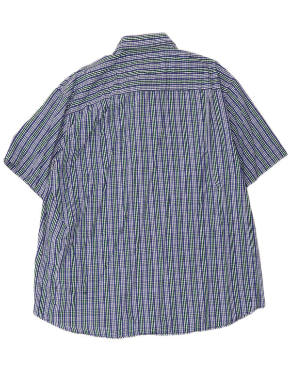 Camisa masculina Paul & Shark Yachting de manga curta tamanho 45 17 3/4 XL azul xadrez