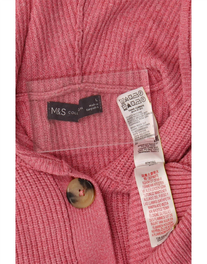 Suéter cardigã feminino com capuz MARKS & SPENCER Reino Unido 16 grande viscose rosa