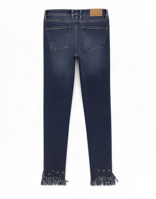 Zara Jeans femininos desgastados slim EU 34 2XS W24 L26 azul algodão
