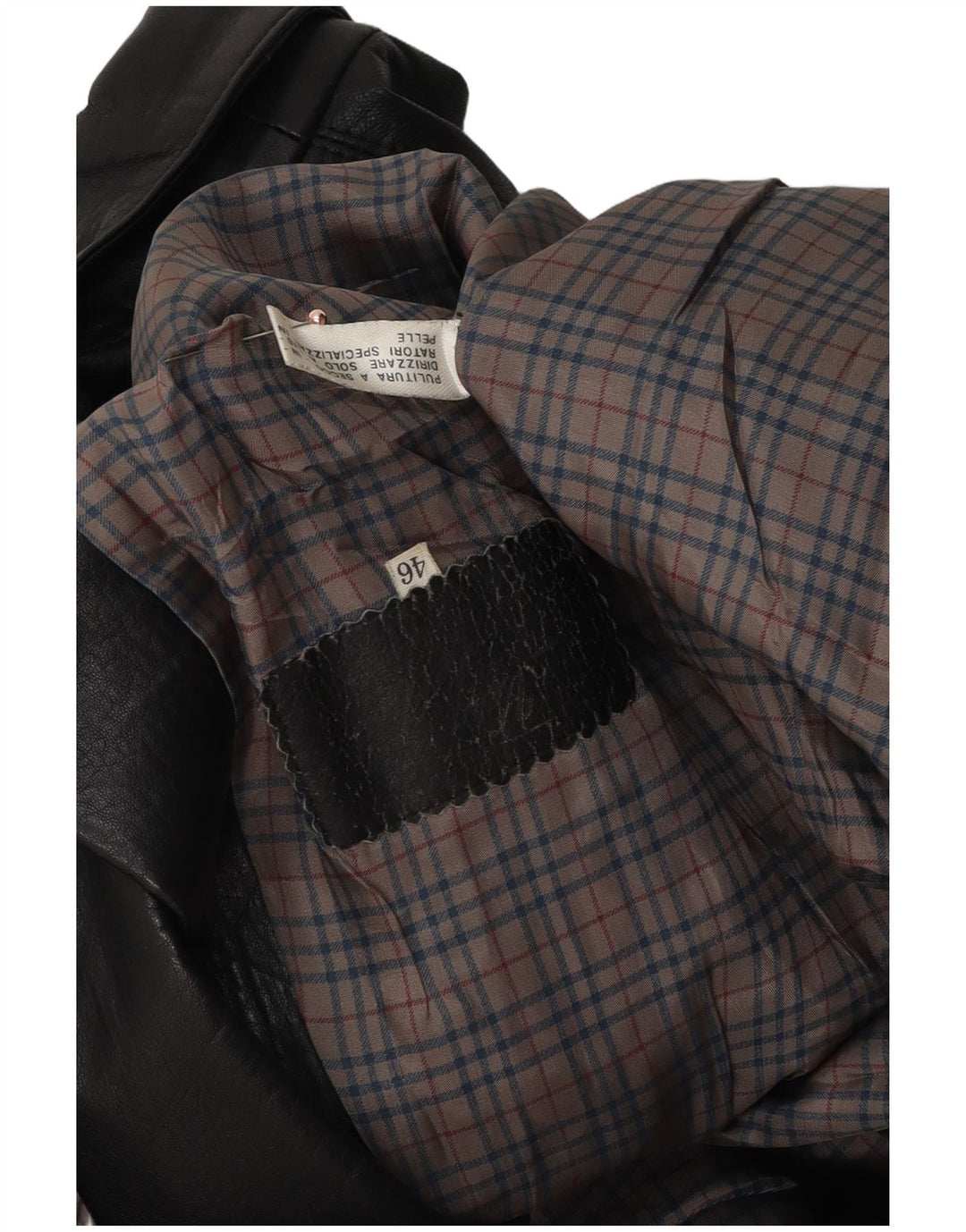 Casaco de couro feminino vintage solto EU 46 XL couro preto