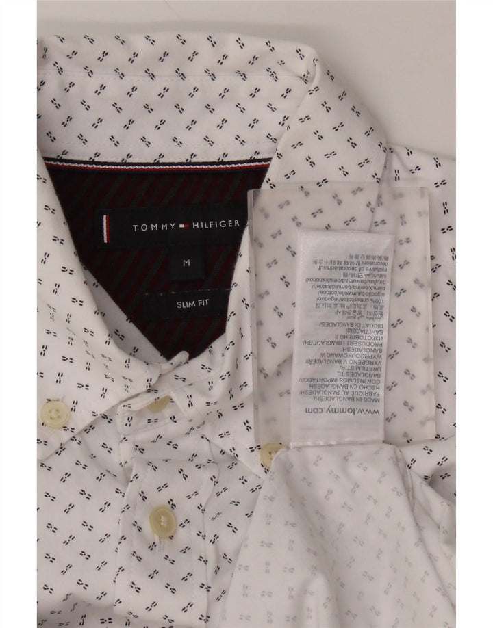 Camisa masculina Tommy Hilfiger Slim Fit médio algodão manchado branco