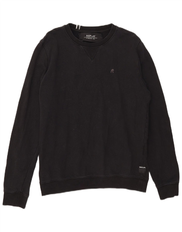 Replay moletom feminino jumper UK 16 grande algodão preto